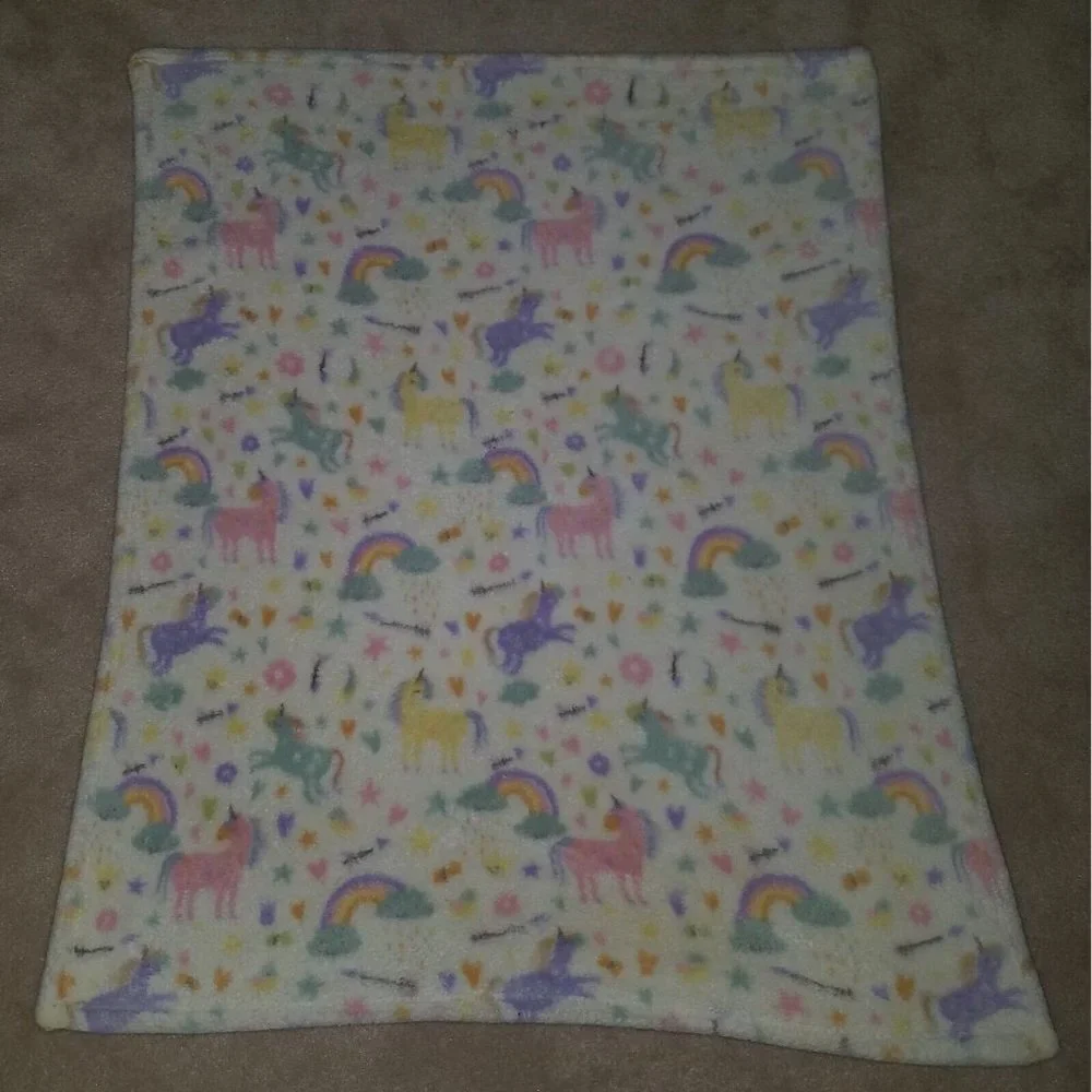 Unicorn Rainbow Girl Fleece Baby Blanket Lovey Jimco Lamp Pink Purple